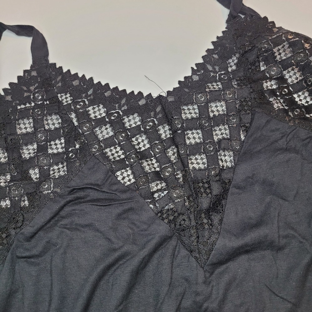 Blumin Apparel Lace Trim Camisole Women 3XL Black Excellent V-Neck Jersey Tank